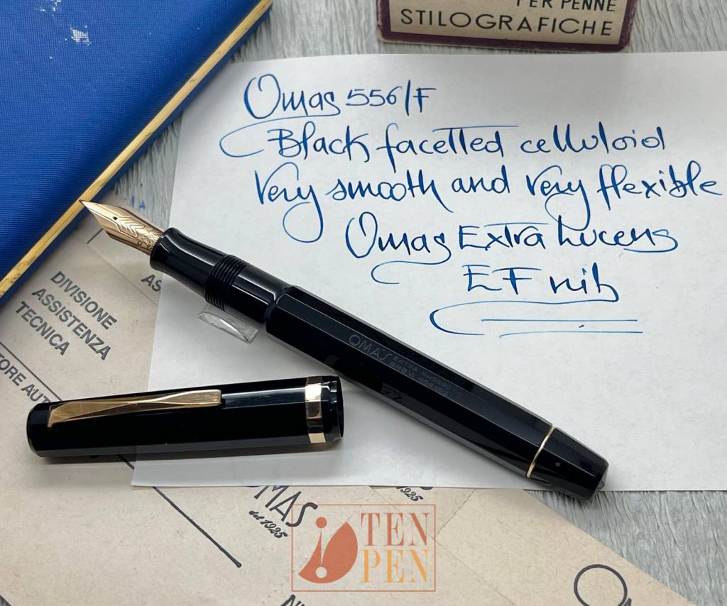 OMAS EXTRA 556/F - BLACK CELLULOID - EF FLEXIBLE NIB | Tenpen - By